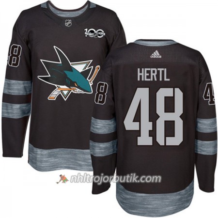 Män Ishockey San Jose Sharks Tröja Tomas Hertl 48 1917-2017 100th Anniversary Adidas Svart Authentic